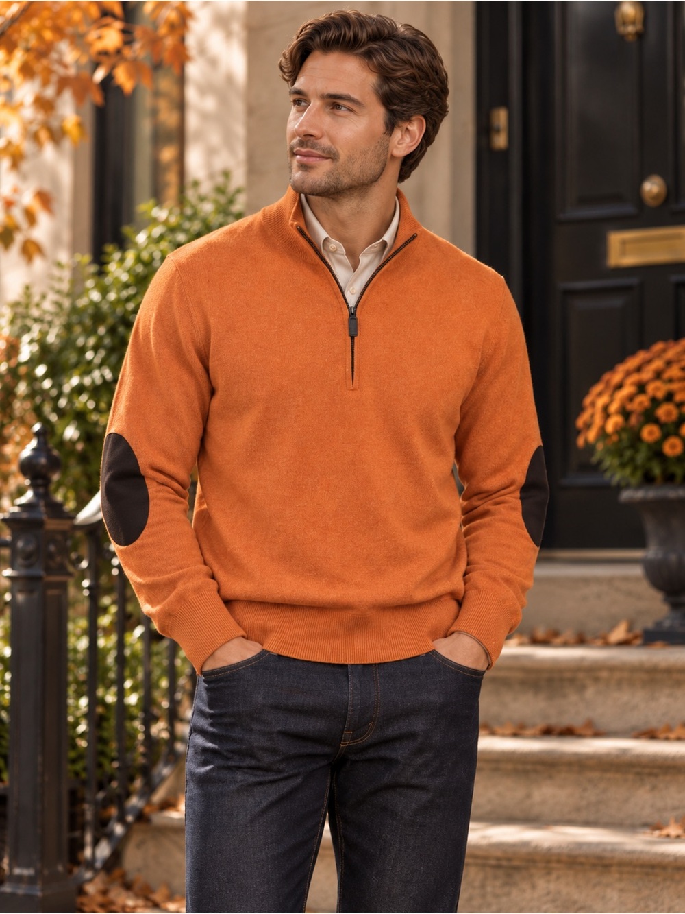 100% Cashmere Lionel Cremieux Quarter-Zip Sweater XL Old Money